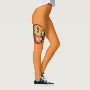 Landscape Button - Kokopelli Moon Feather 1 Leggings