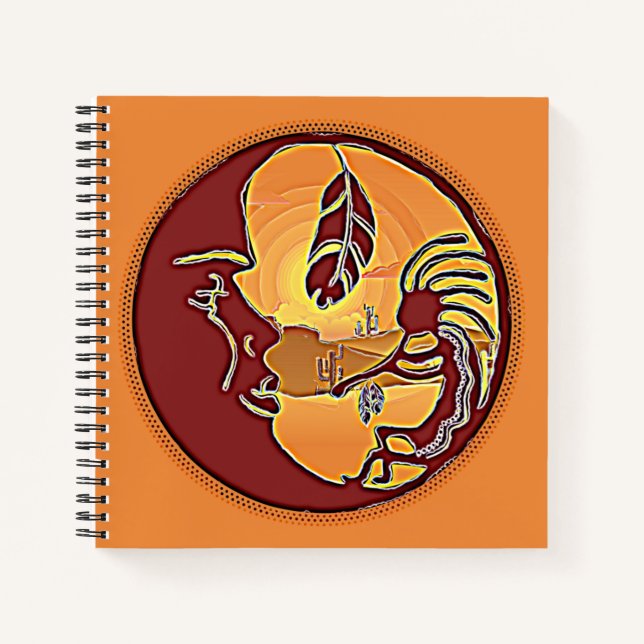 Landscape Button - Kokopelli Moon Feather 1 Notebook (Front)