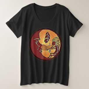 Landscape Button - Kokopelli Moon Feather 1 Plus Size T-Shirt