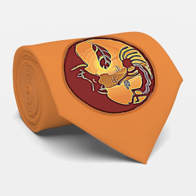 Landscape Button - Kokopelli Moon Feather 1 Tie (Rolled)