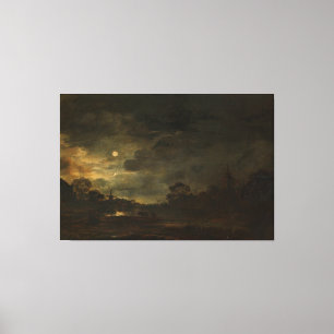 Landscape by moonlight, Aert van der Neer, 1630 - Canvas Print