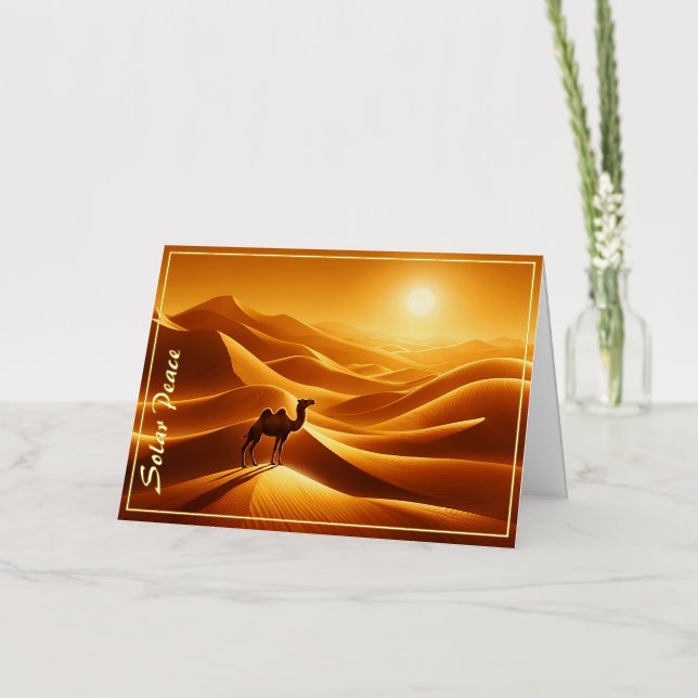 Landscape camel desert decor sunshine dry foil greeting card (Flower)
