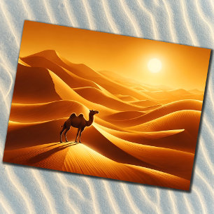 Landscape camel desert decor sunshine dry  postcard