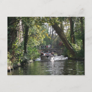 Landscape Canals & Boat in Bruges City Belgium Postcard