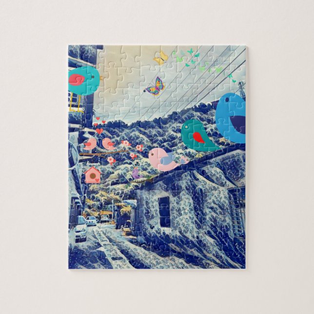 Landscape Combine Anime Birds Japanese styles Jigsaw Puzzle (Vertical)