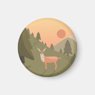 Landscape Deer Mountain Nature Wild Park Sunset Po Magnet