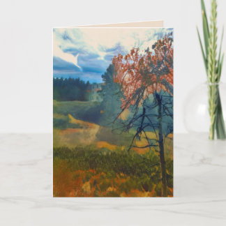 Landscape fall trees mist sky paint filter scene card