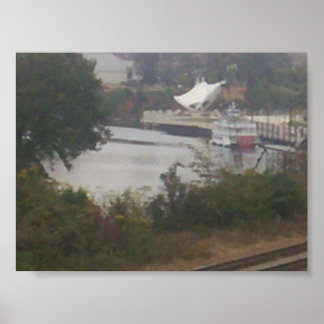 landscape, ferry with an object poster