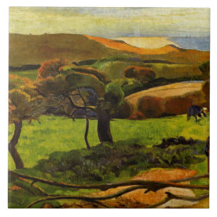 Landscape From Bretagne by Paul Gauguin Tile