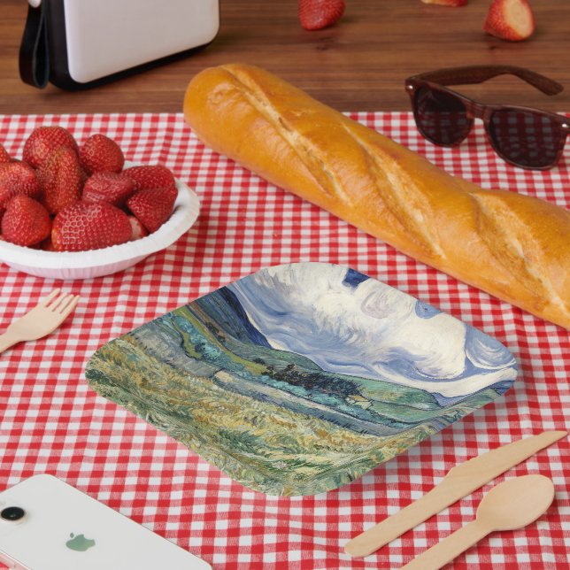  Landscape from Saint-Rémy by Vincent Van Gogh  Paper Plate (Picnic)