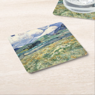 Landscape from Saint-Rémy by Vincent Van Gogh Square Paper Coaster