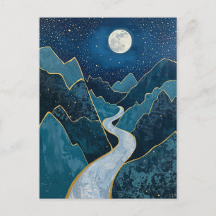 landscape Golden Peaks Under a Night Sky  Postcard