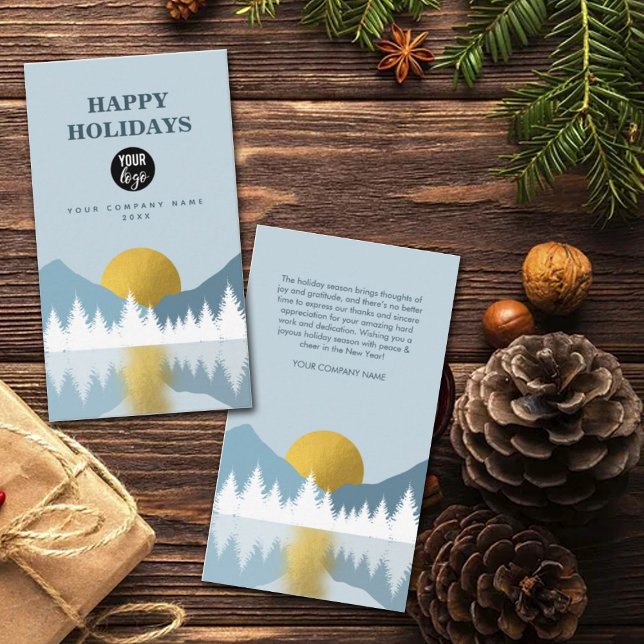 Landscape Golden Winter Happy Holidays Business  Card (Creator Uploaded)