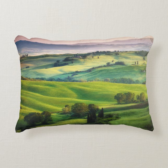 Landscape Greenery: Light Painted Serenity Decorative Cushion (Front)