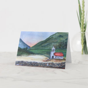 Landscape greeting card, with church. card