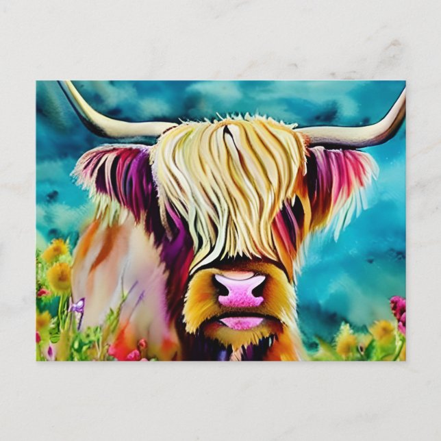 Landscape Highland Cow Postcard (Front)