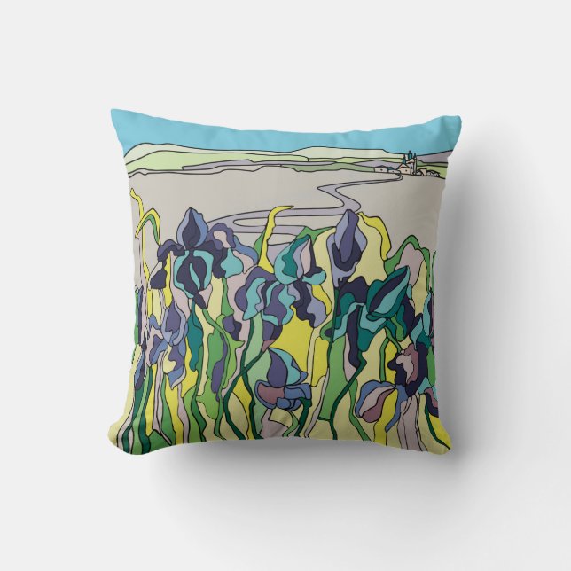 Landscape in stained glass style cushion (Front)
