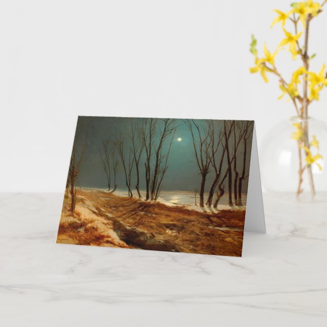 Landscape in Winter at Moonlight, Fine art Card (Yellow Flower)