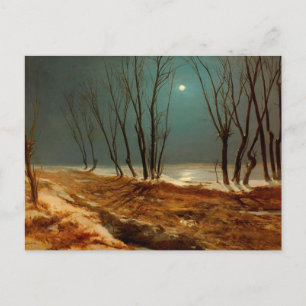 Landscape in Winter at Moonlight, Fine art Postcard