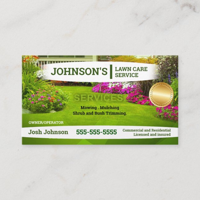Landscape Lawn Care Business Card (Front)