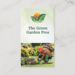 Landscape Logo   Gardener Working Business Card