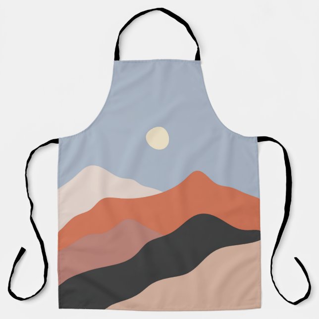 Landscape mid century illustrations,minimalist lan apron (Front)