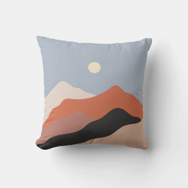 Landscape mid century illustrations,minimalist lan cushion (Front)