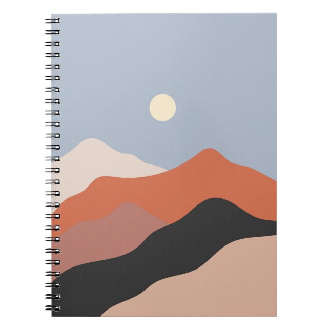 Landscape mid century illustrations,minimalist lan notebook (Front)