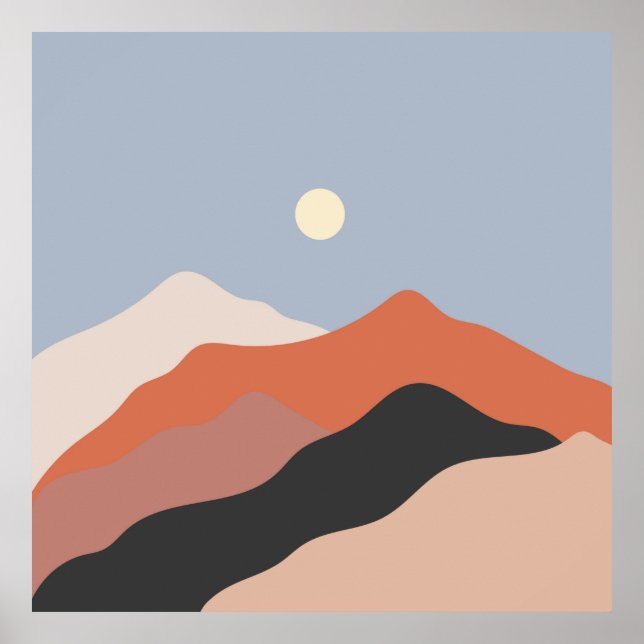 Landscape mid century illustrations,minimalist lan poster (Front)