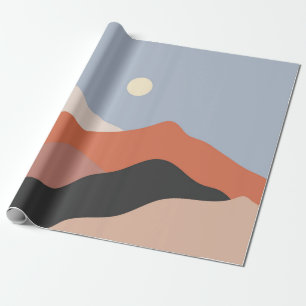 Landscape mid century illustrations,minimalist lan wrapping paper