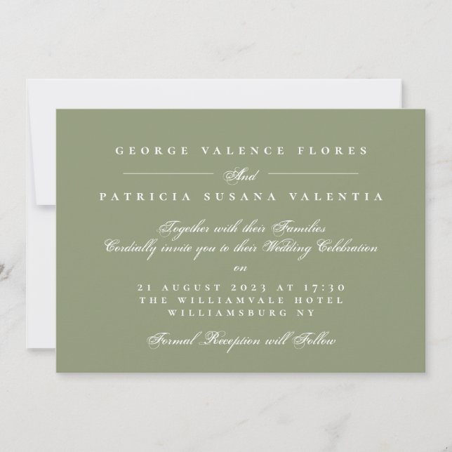 Landscape Moss Green Formal Calligraphy Elegant Invitation (Front)