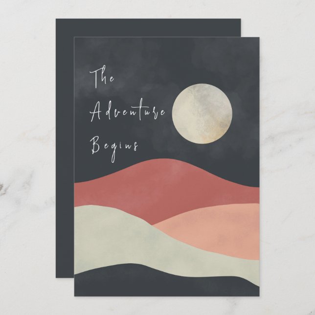 Landscape Mountain The Adventure Begins Wedding Invitation (Front/Back)