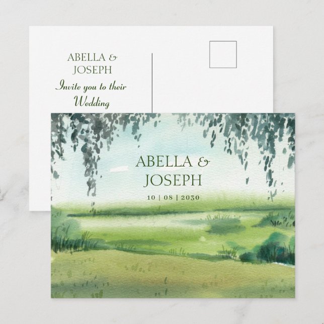 Landscape nature grass trees wedding  invitation postcard (Front/Back)