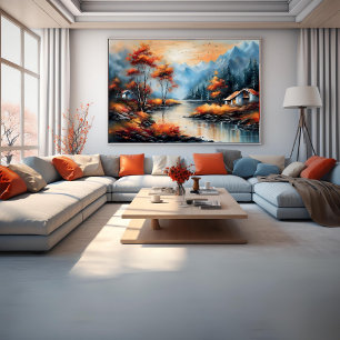 Landscape Near Lake Modern Art Poster