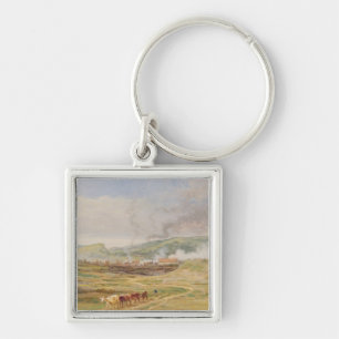 Landscape near Swansea, South Wales (oil on panel) Key Ring