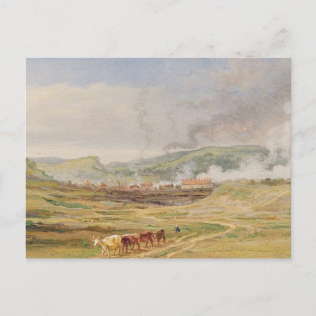 Landscape near Swansea, South Wales (oil on panel) Postcard (Front)