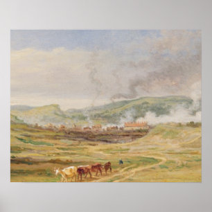 Landscape near Swansea, South Wales (oil on panel) Poster