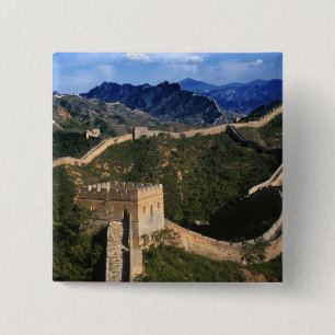 Landscape of Great Wall, Jinshanling, China 15 Cm Square Badge