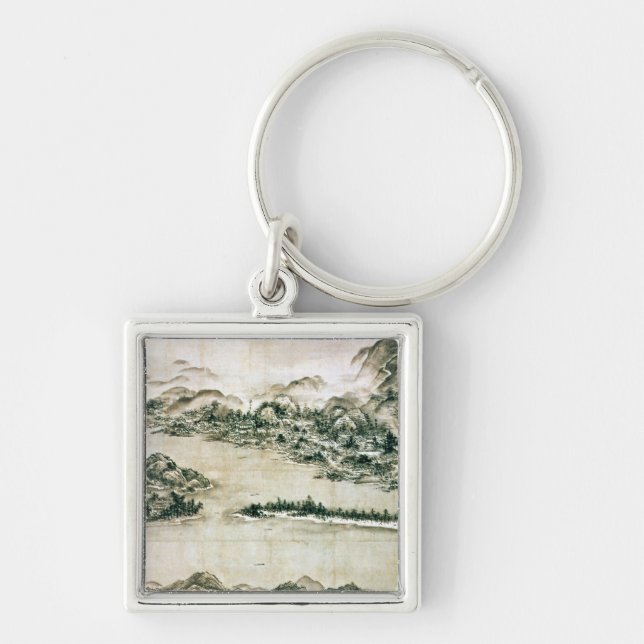 Landscape of mountains and a river key ring (Front)