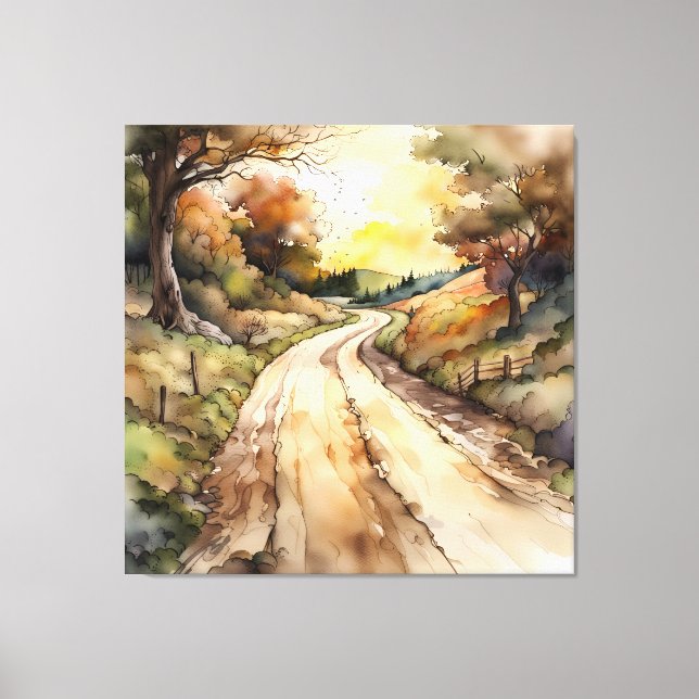 Landscape of Sunset Country Road Canvas Print (Front)