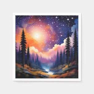 Landscape of Trees Starry Sky Napkin