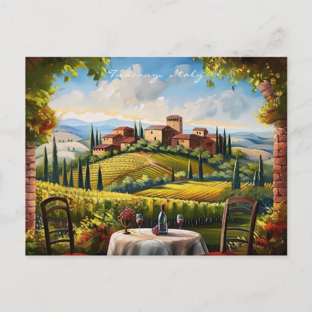  Landscape of Tuscany Painting | Italy Travel Art Postcard (Front)
