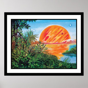 Landscape on Europa - Sci Fi Jupiter Moon Painting Poster