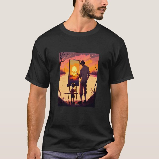 Landscape Painting Collector Painter Dad In Sunset T-Shirt (Front)