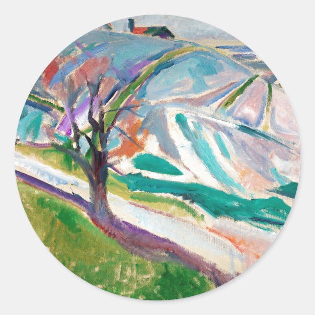 Landscape Painting Edward Munch Classic Round Sticker (Front)