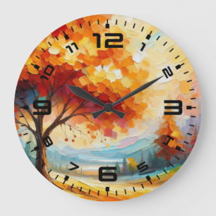 Landscape Painting With Bright Colors-96771 Large Clock