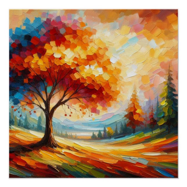 Landscape Painting With Bright Colours-96771 Poster (Front)
