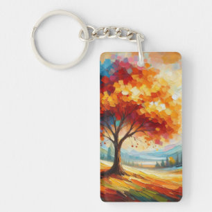 Landscape Painting With Bright Colours Key Ring