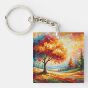 Landscape Painting With Bright Colours Key Ring