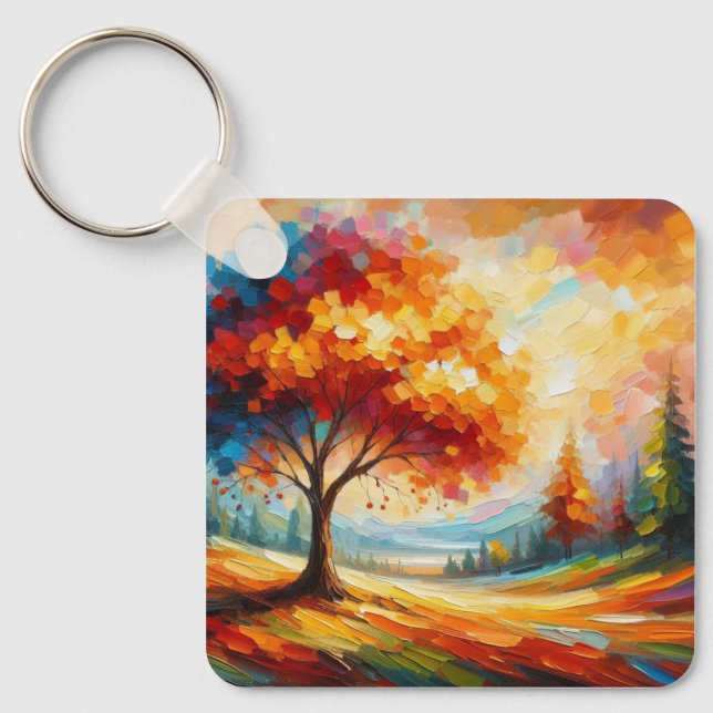 Landscape Painting With Bright Colours Key Ring (Front)